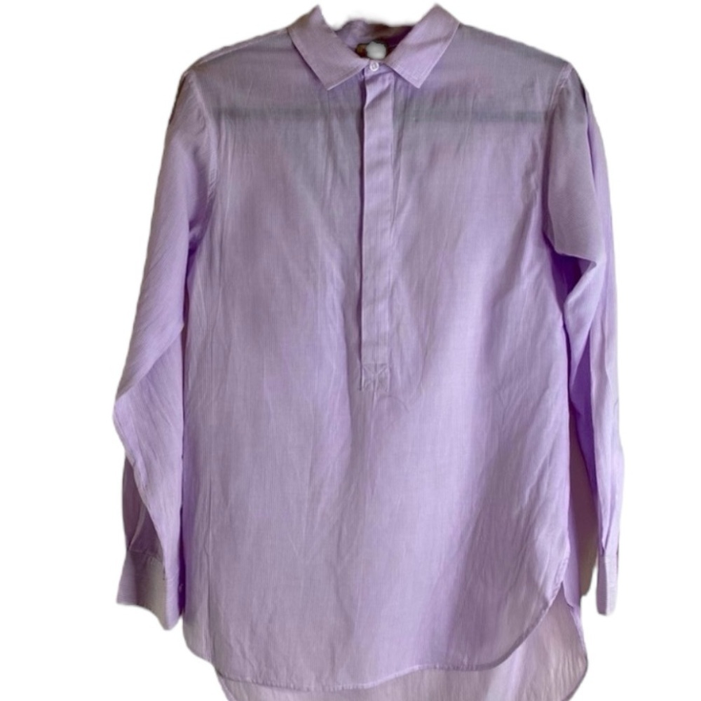 Cremieux Striped Purple & White Shirt Classic Casual Women Size XS HSH
